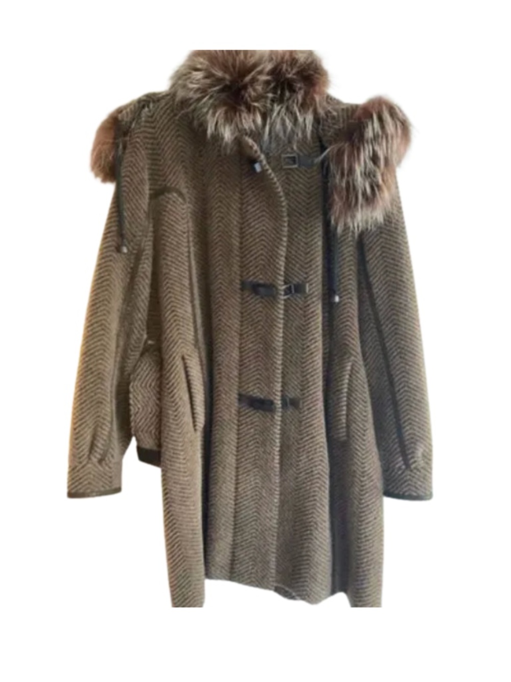 Fur Trimmed/Hooded 3/4 Coat